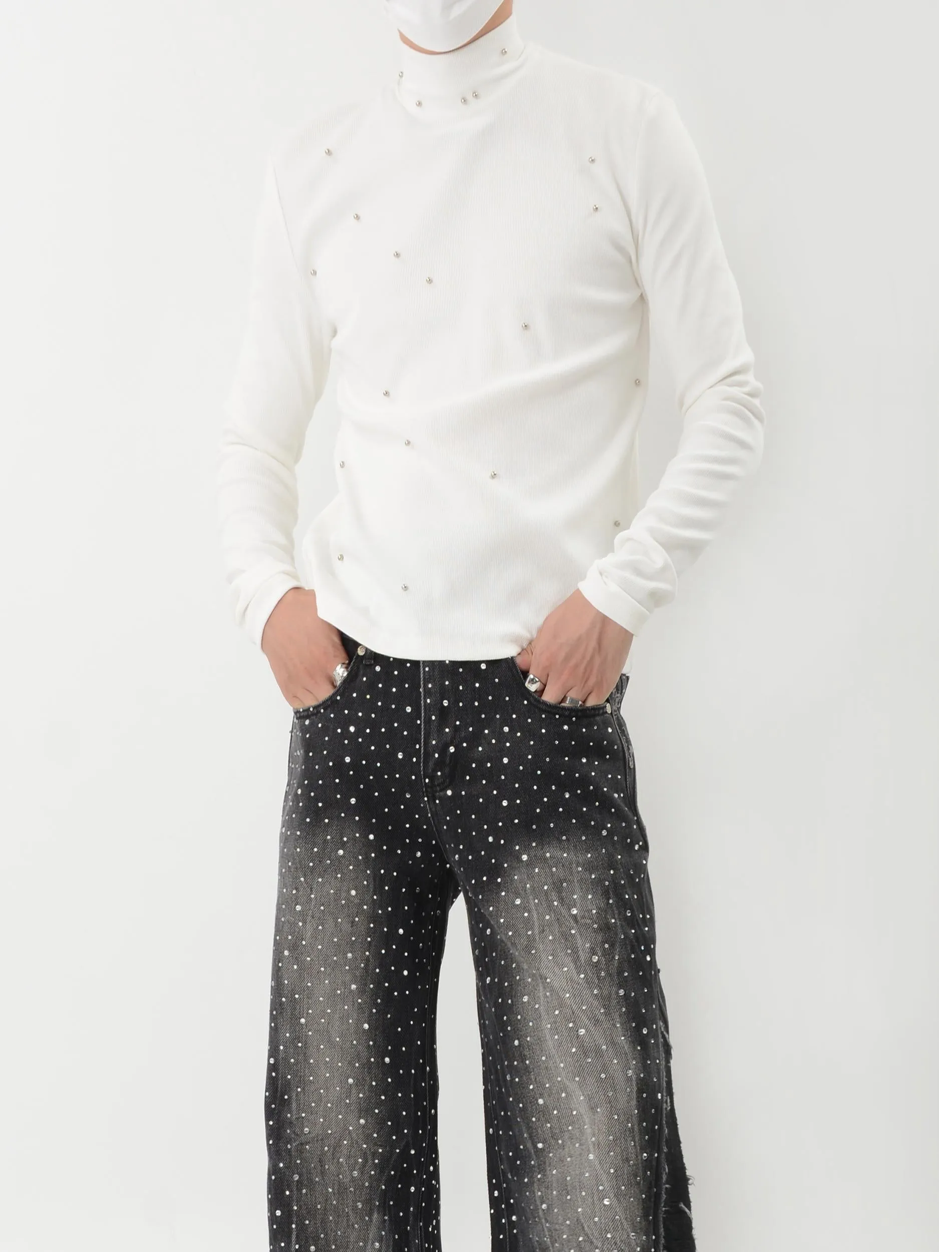 【24s Nov.】Metallic Pearl Embellished Bottoming Shirt