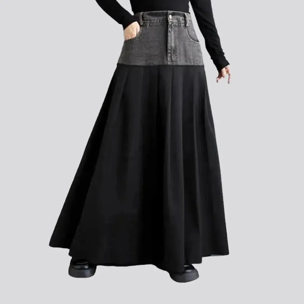 A-line long jean skirt for ladies