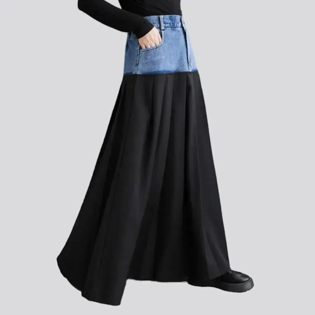 A-line long jean skirt for ladies