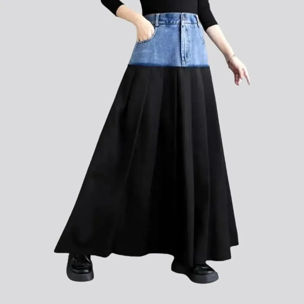 A-line long jean skirt for ladies