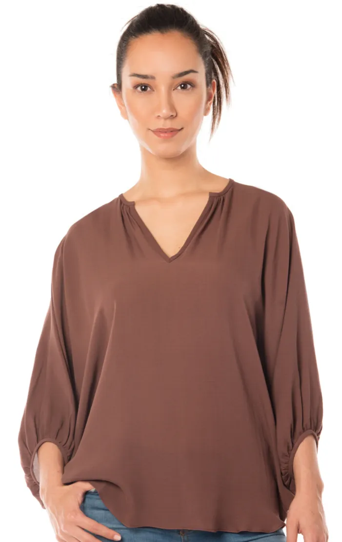 Acrobat Charmeuse Dolman Sleeve Shirt Silver Oyster