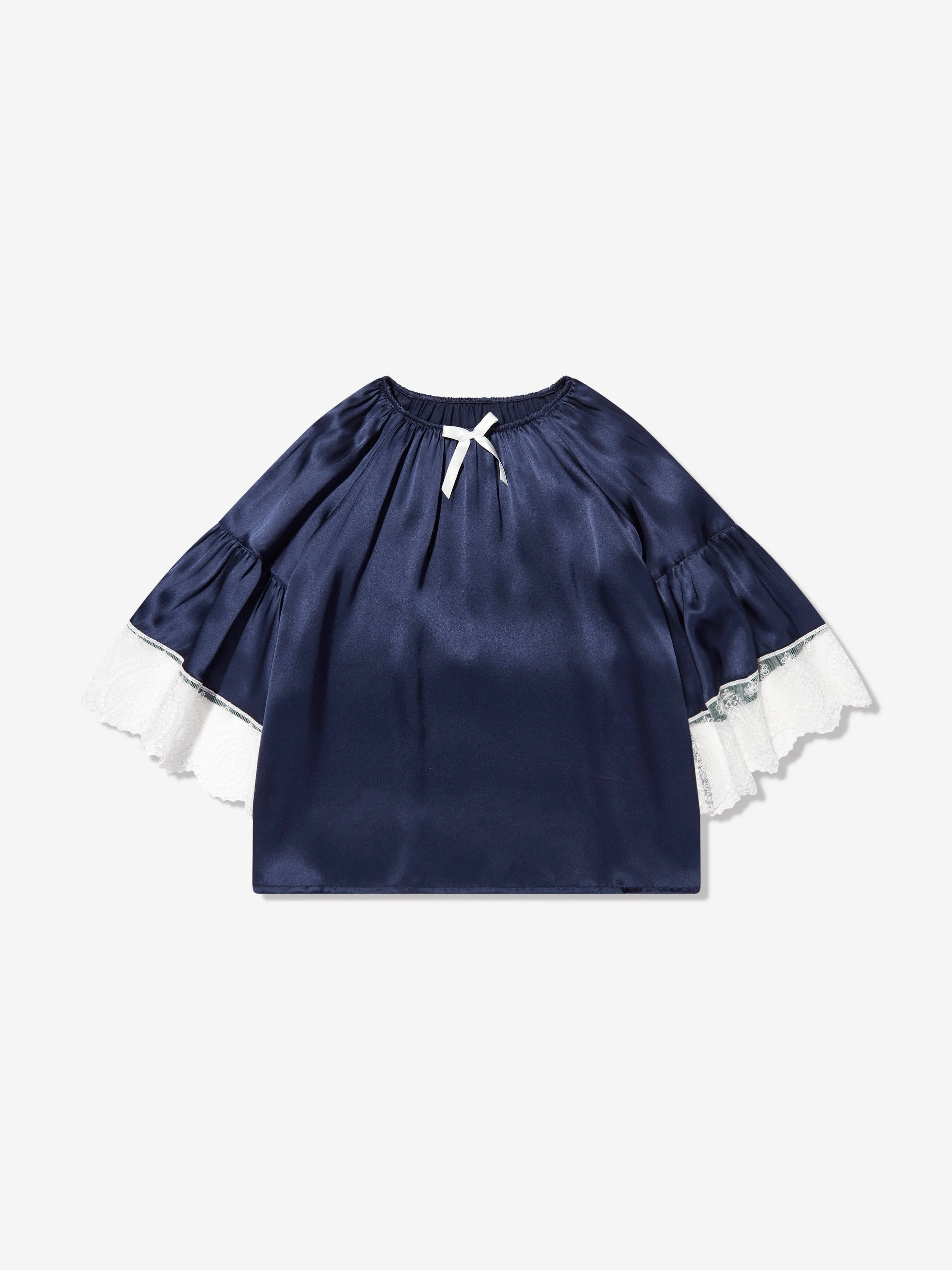 Amiki Children Girls Silk Adriana Pyjama Set in Navy