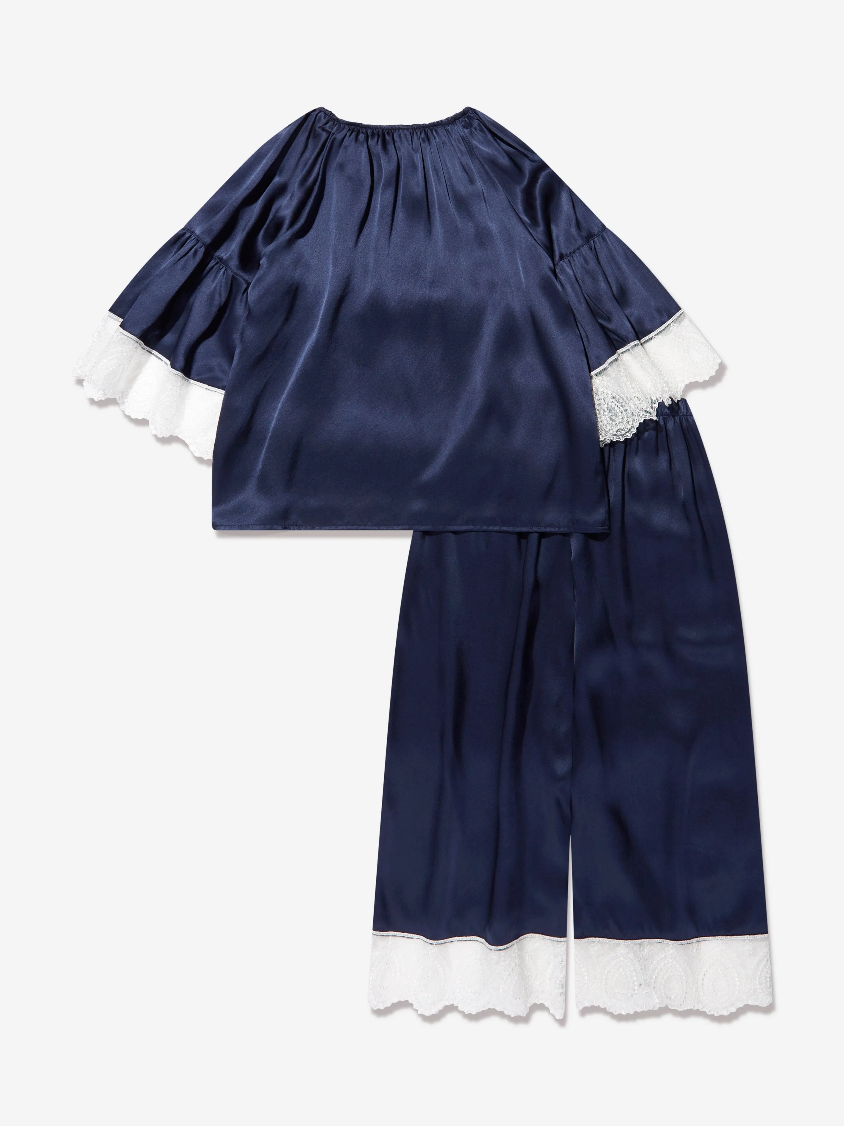 Amiki Children Girls Silk Adriana Pyjama Set in Navy