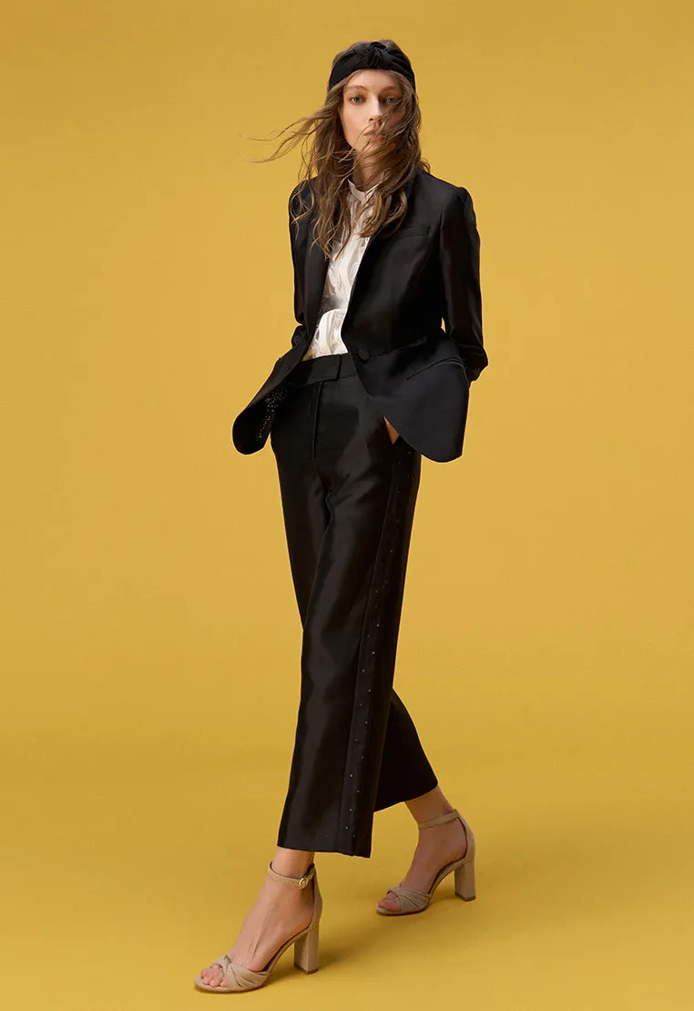 Black Ankle-length Wide Leg Pants