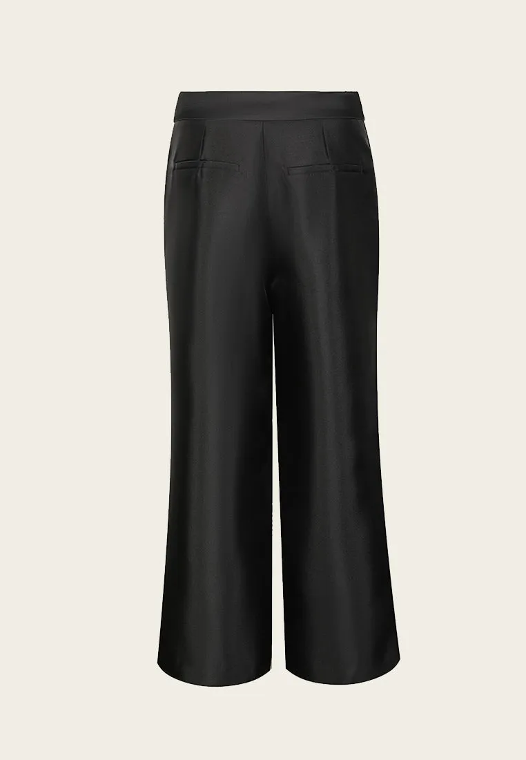 Black Ankle-length Wide Leg Pants