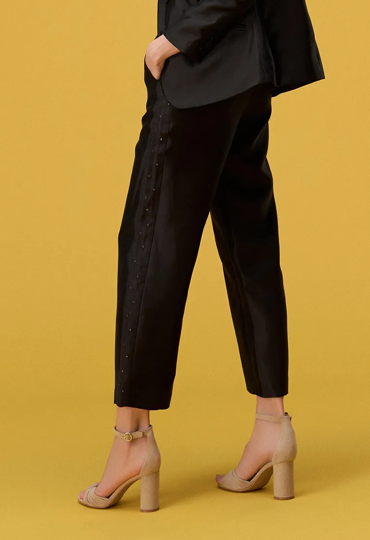 Black Ankle-length Wide Leg Pants