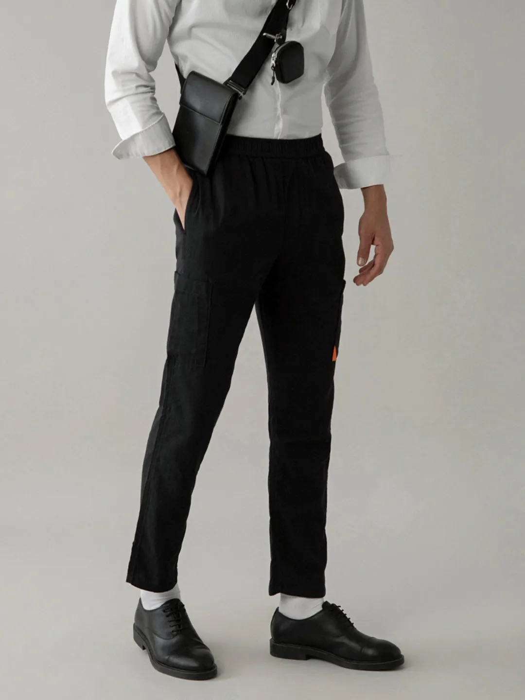 Black Plain Cotton Loose Pant