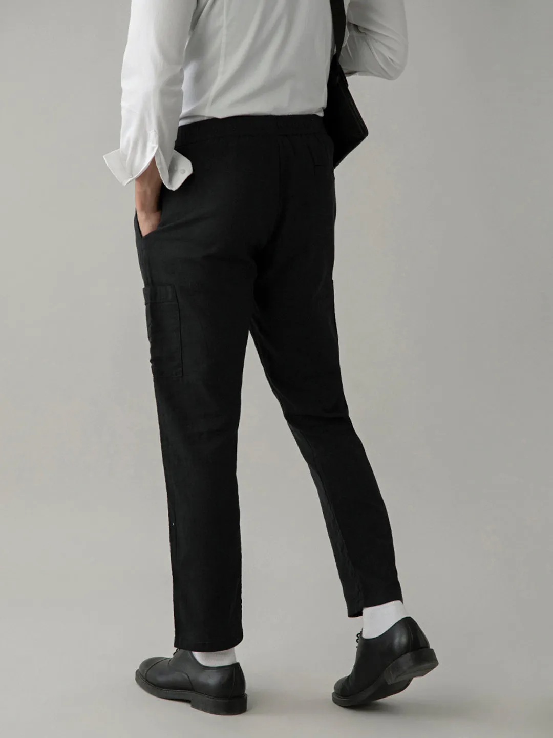 Black Plain Cotton Loose Pant