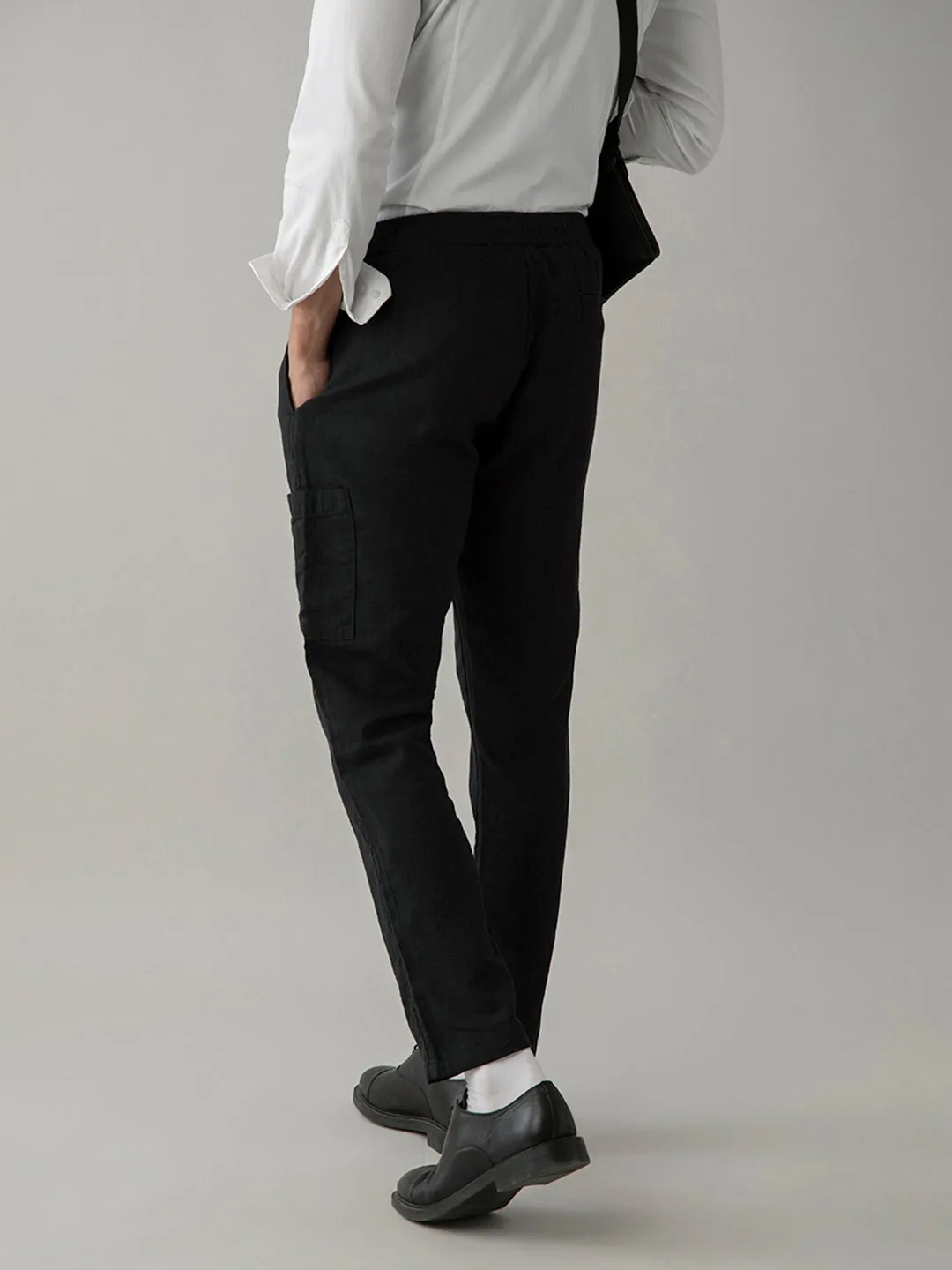 Black Plain Cotton Loose Pant