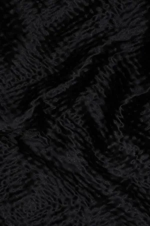 Black Silk Hammered Satin Jacquard Fabric