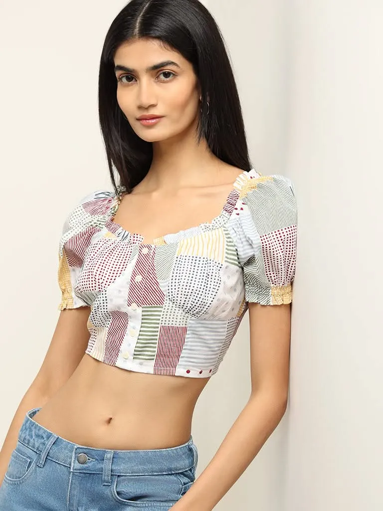 Bombay Paisley Multicolor Smocked Cotton Top