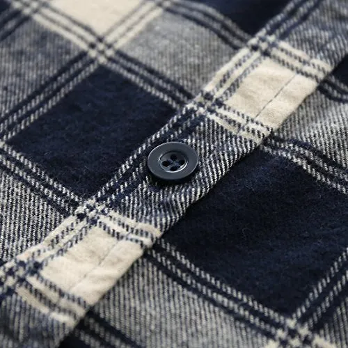 Boy Navy/White/Black/Red Plaid Long Sleeve Flannel Shirts with Pockets