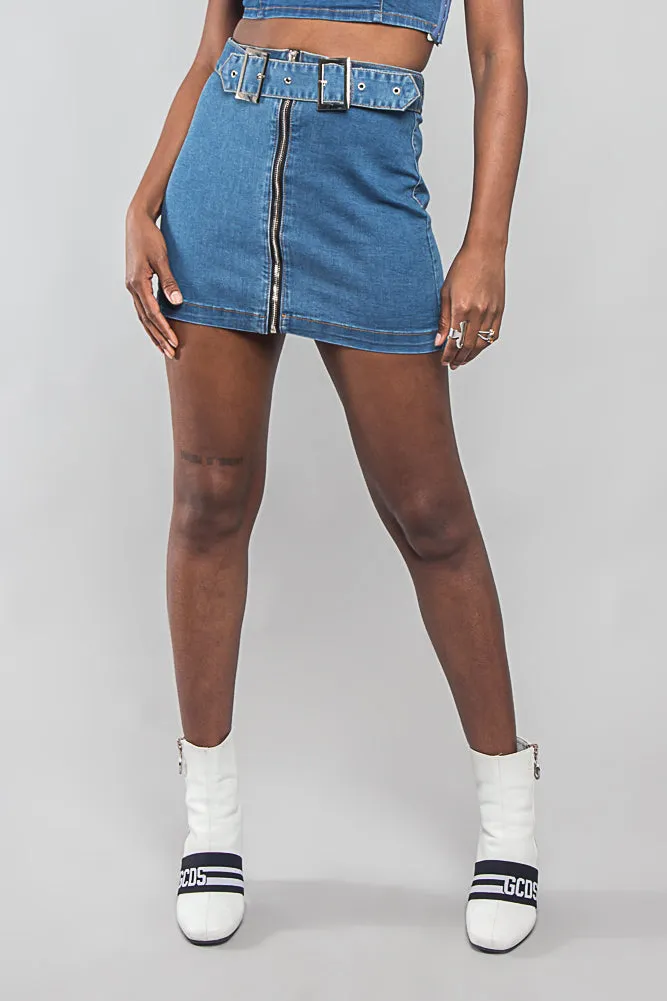 Buckled Denim Skirt