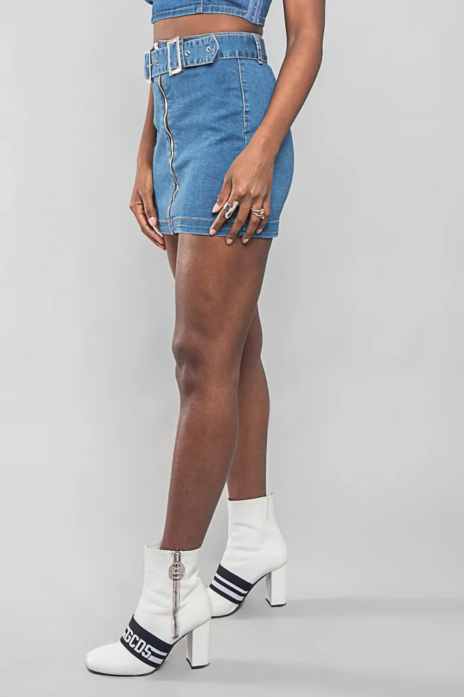 Buckled Denim Skirt