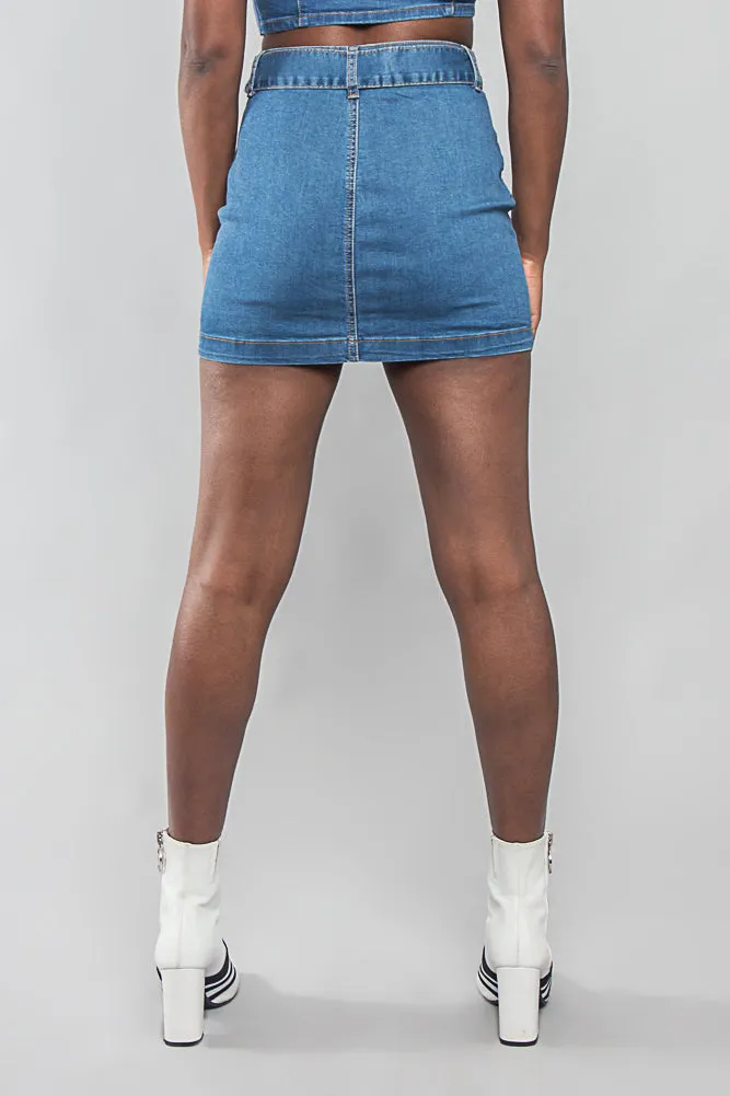 Buckled Denim Skirt