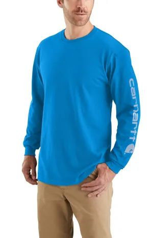 Carhartt Men's Long-Sleeve Signature Logo Tee - Glow Blue