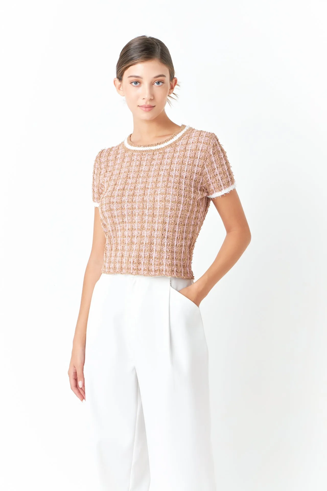 Endless Rose - Check Knit Top