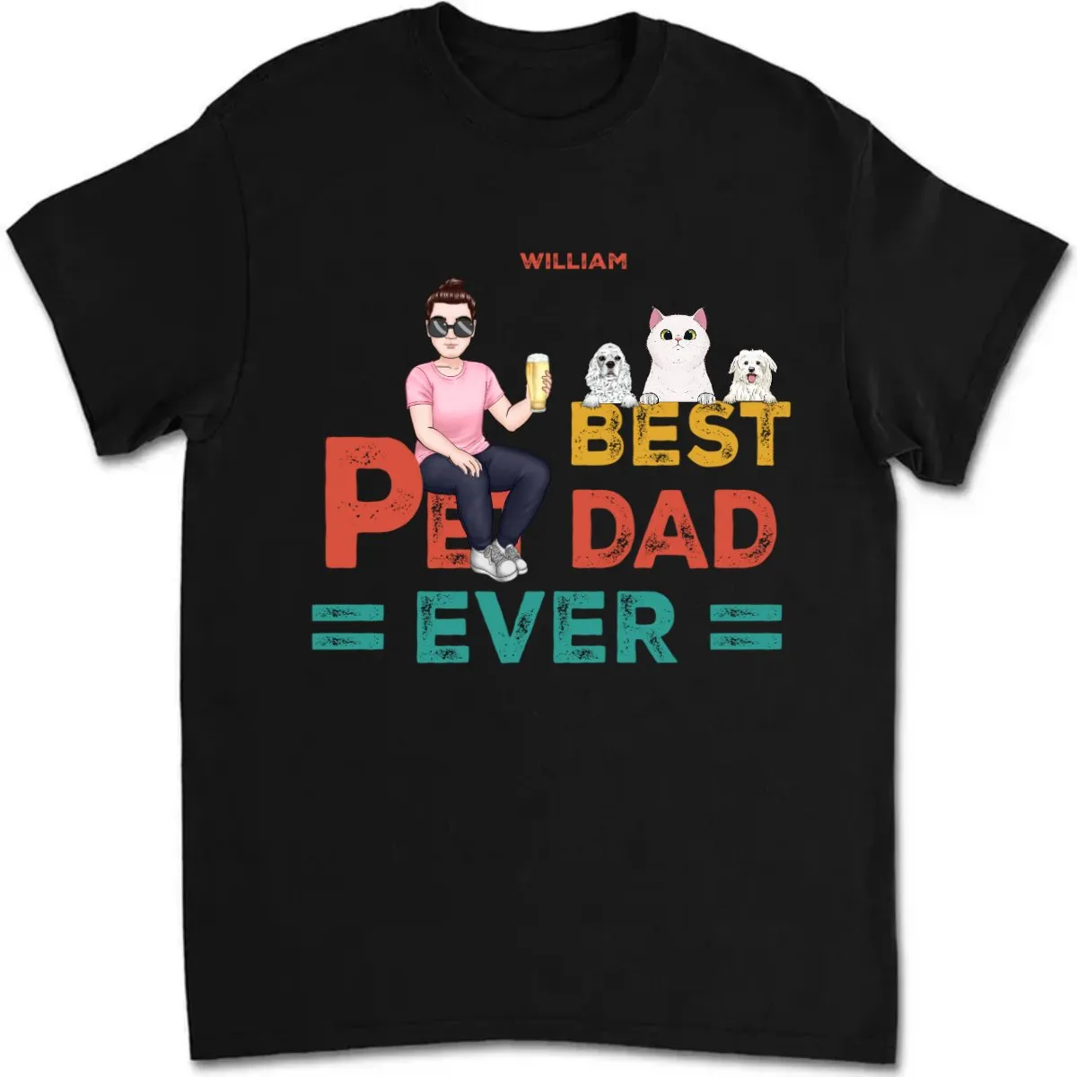 Father's Day - Best Dog Cat Dad Ever - Personalized T-Shirt