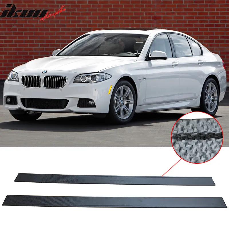 Fits 12 BMW 528i CF Texture Side Skirts Extension Flat Bottom Line Lip