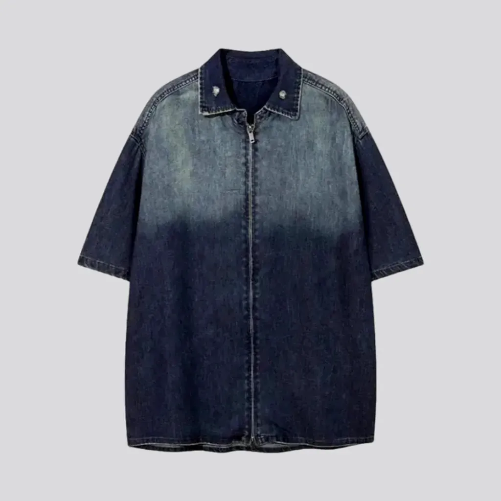 Half-sleeves contrast men's denim shirt