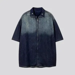 Half-sleeves contrast men's denim shirt