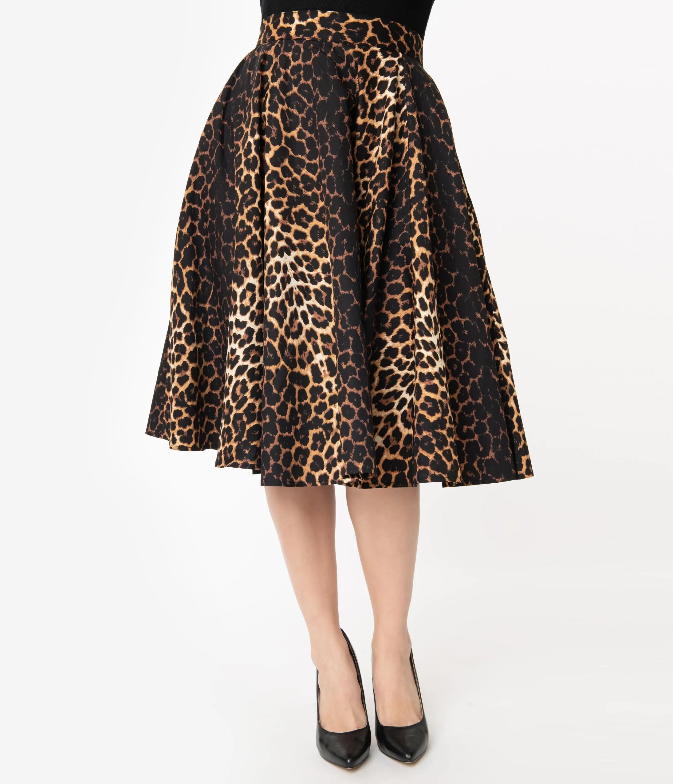 Hell Bunny 1950s Style Leopard Print Panthera Swing Skirt