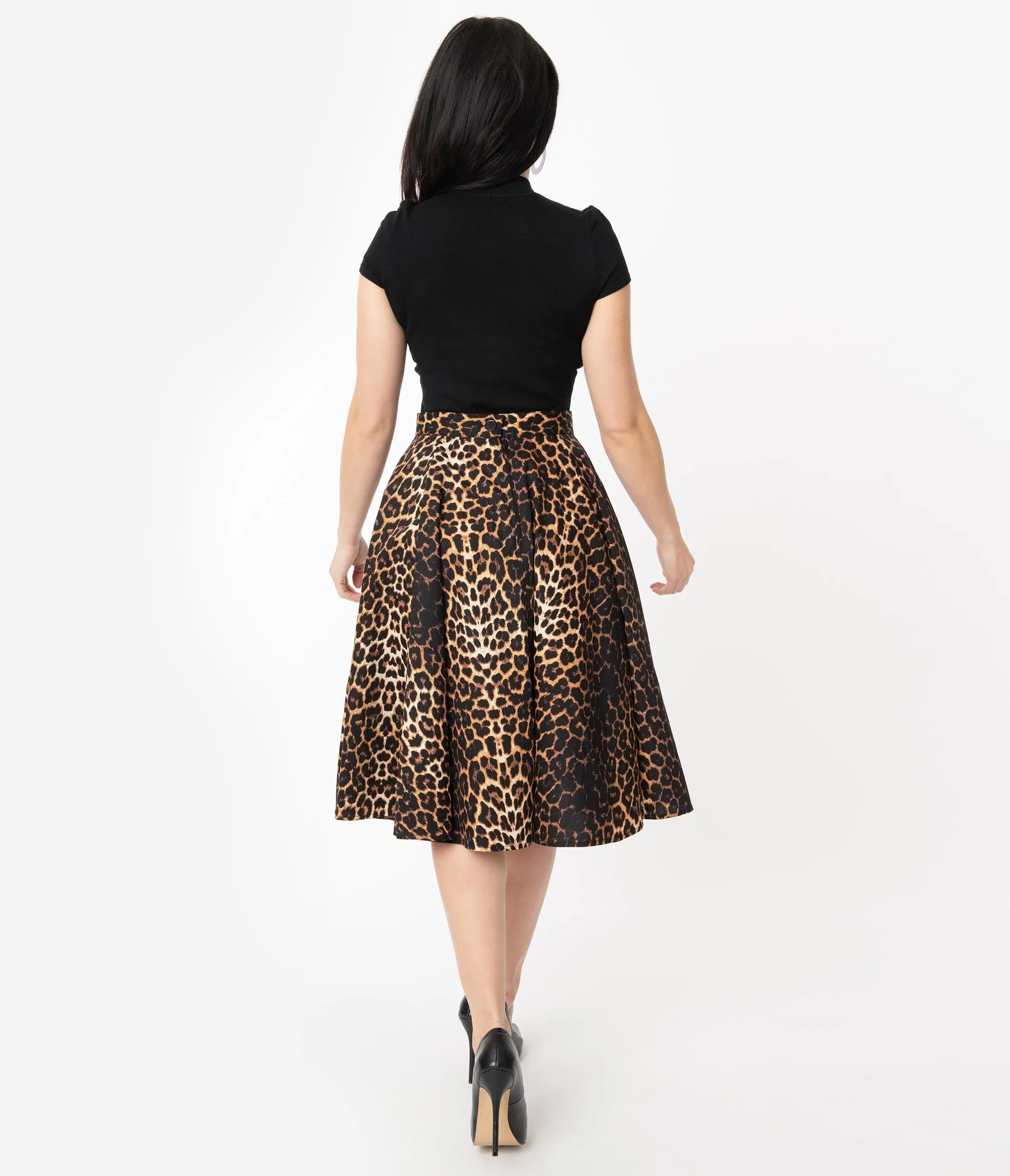 Hell Bunny 1950s Style Leopard Print Panthera Swing Skirt