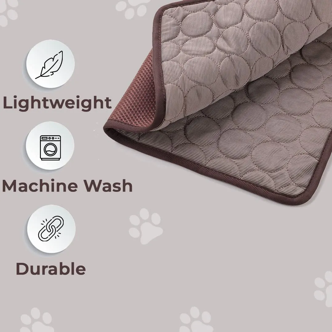 Homestic Rectangular Dog & Cat Bed|Premium Cool Ice Silk with Polyester with Bottom Mesh|Multi-Utility Self-Cooling Pad for Dog & Cat|Light-Weight & Durable Dog Bed|ZQCJ001C-XS|Coffee