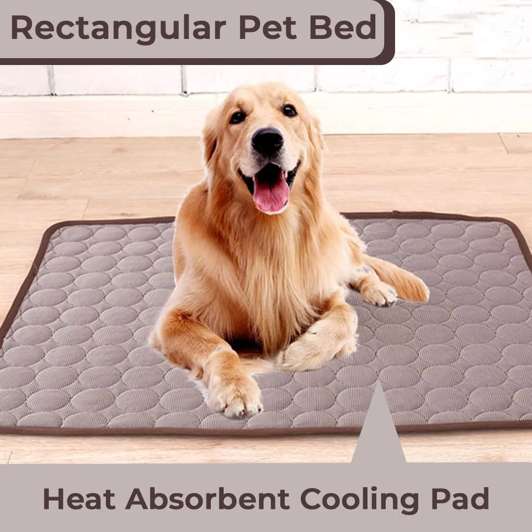 Homestic Rectangular Dog & Cat Bed|Premium Cool Ice Silk with Polyester with Bottom Mesh|Multi-Utility Self-Cooling Pad for Dog & Cat|Light-Weight & Durable Dog Bed|ZQCJ001C-XS|Coffee