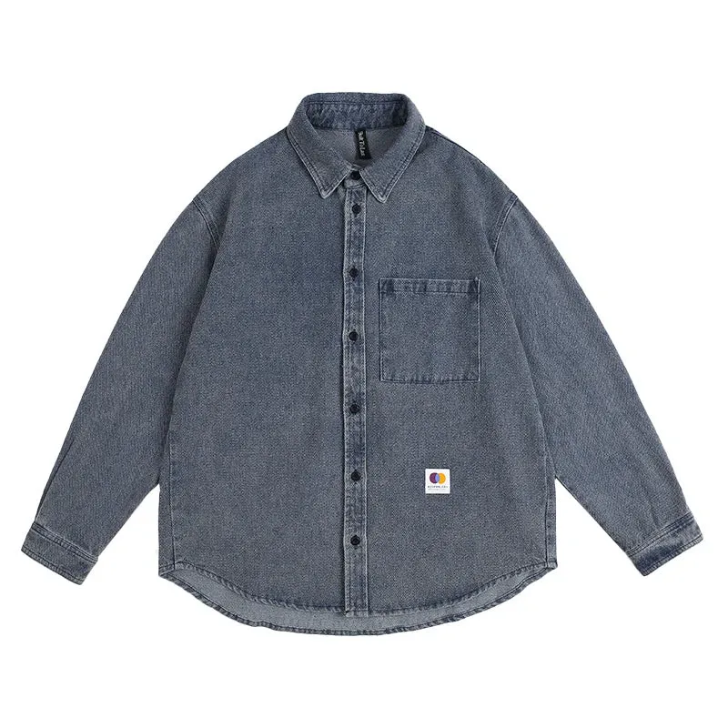 Japanese Streetwear Denim Shirt for Men - High Quality Casual Coat