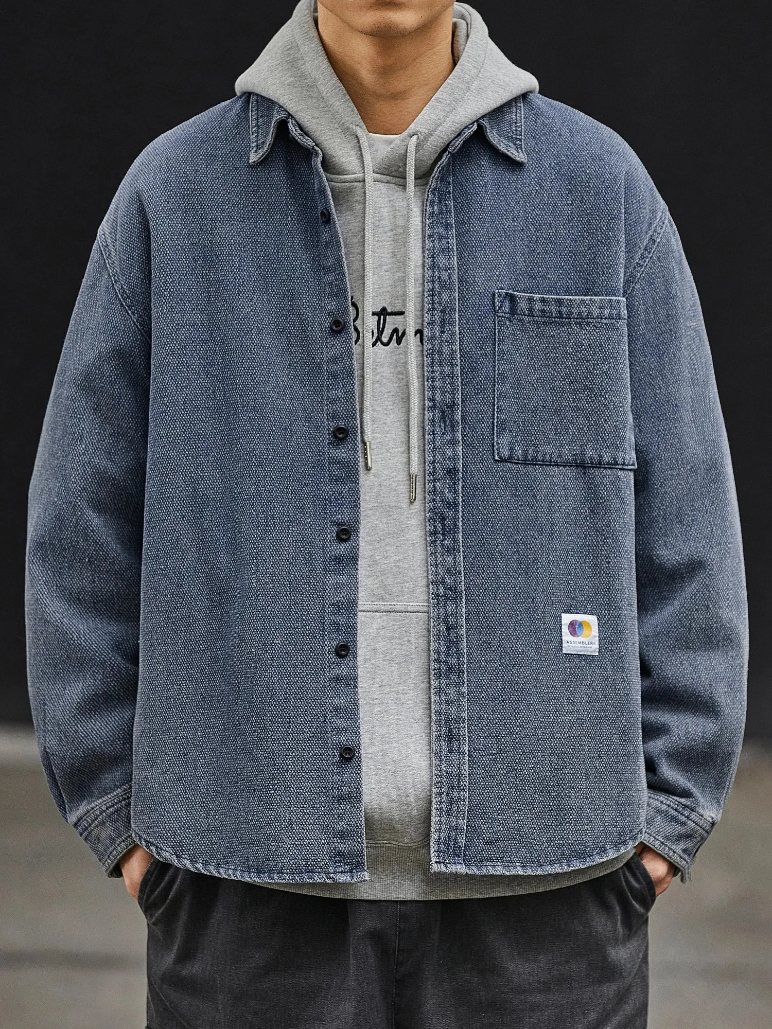 Japanese Streetwear Denim Shirt for Men - High Quality Casual Coat