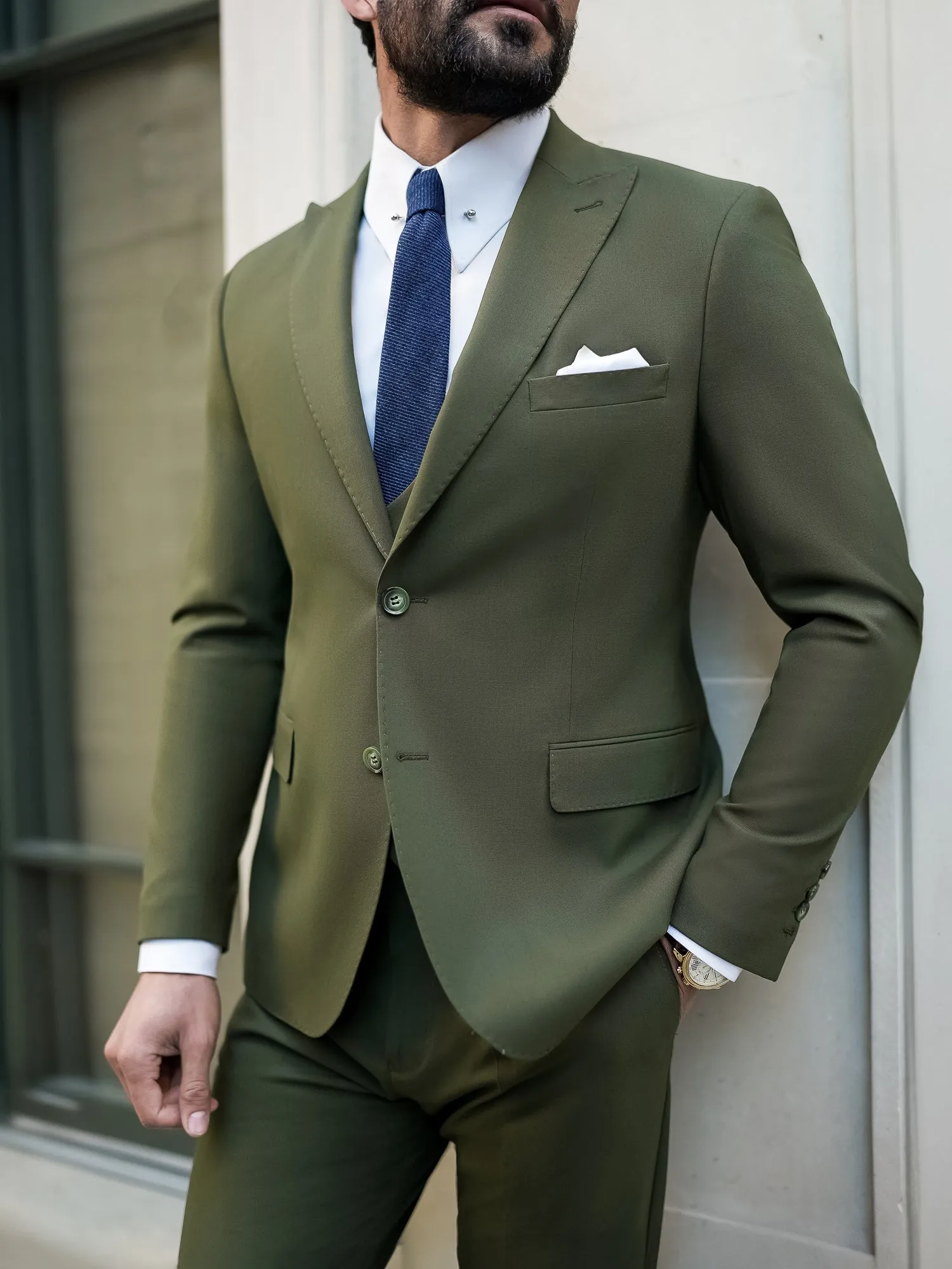 Khaki Modern-Fit Suit 3-Piece