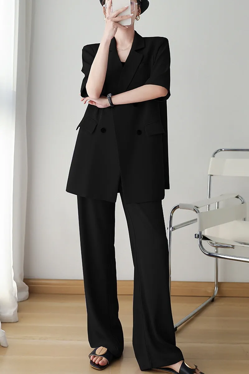 King Size Suit Set & Loose Casual Wide-Leg Pants Two-Piece for Plus Size