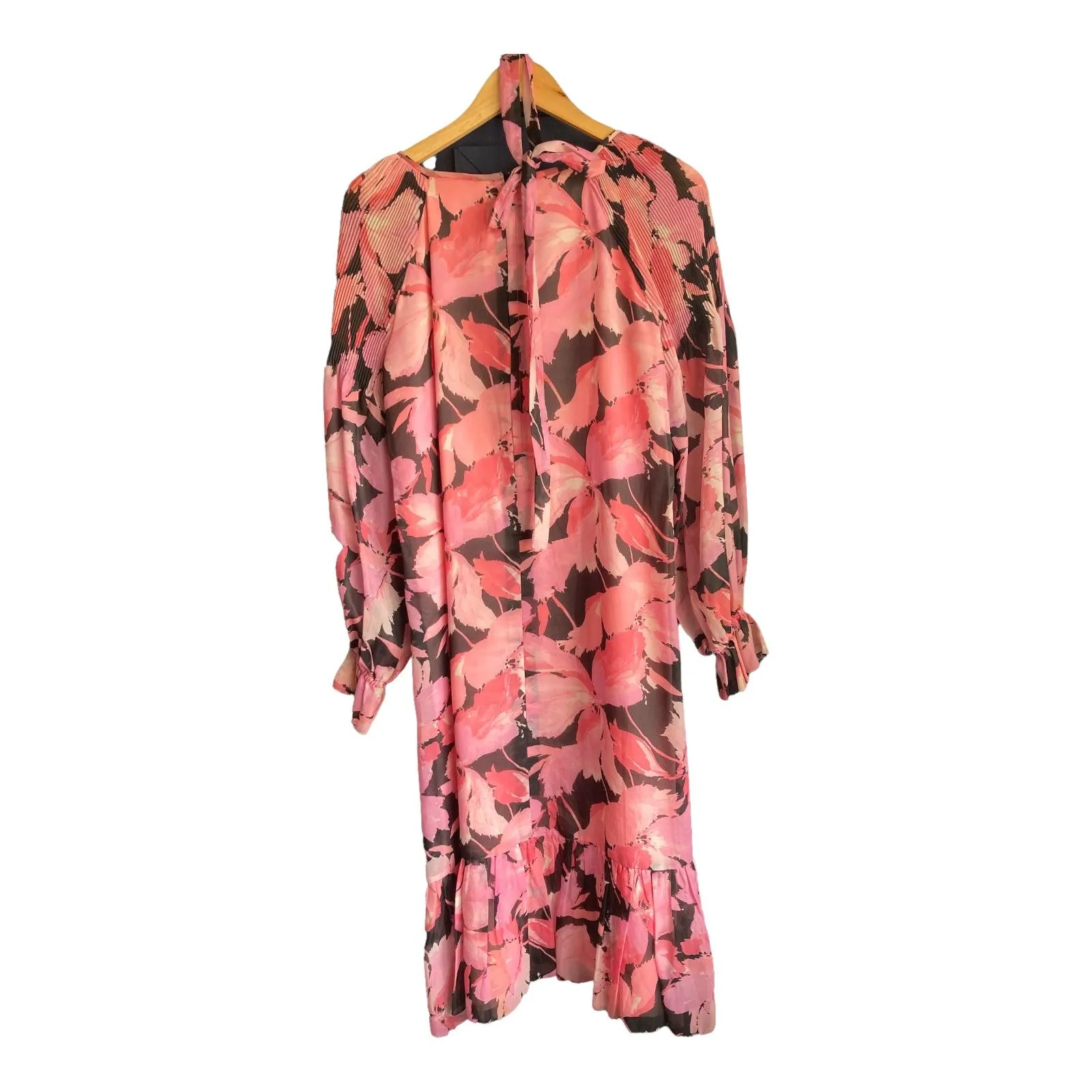 Kitty Copeland Pink Floral Long Sleeved Dress UK Size 14