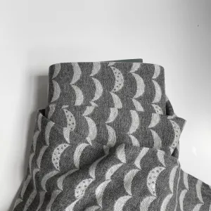 Kokka Brushed Cotton Jacquard - Gray Crescents