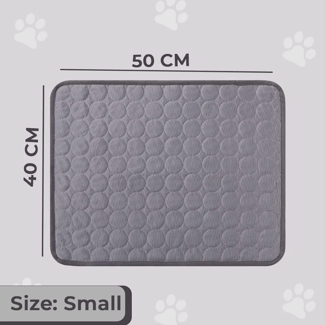 Kuber Industries Rectangular Dog & Cat Bed|Premium Cool Ice Silk Polyester With Bottom Mesh|Multi-Utility Self-Cooling Pad For Dog & Cat|Light-weight & Durable Dog Bed|ZQCJ001DG-S|Dark Grey(Pack Of 2)