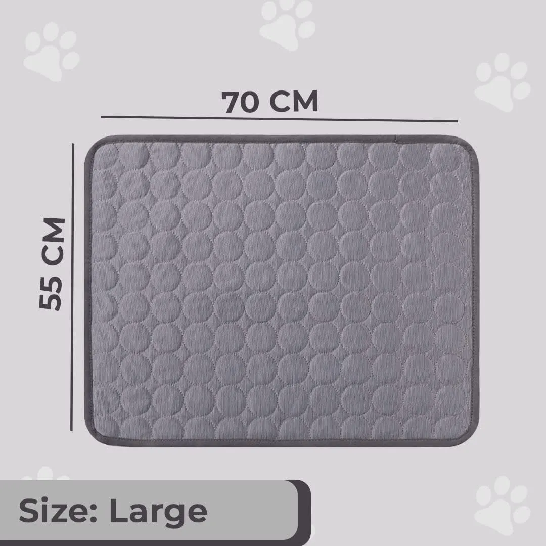 Kuber Industries Rectangular Dog & Cat Bed|Premium Cool Ice Silk Polyester With Bottom Mesh|MultiUtility Self-Cooling Pad For Dog & Cat|Light-weight & Durable Dog Bed|ZQCJ001DG-XL|Dark Grey(Pack Of 5)