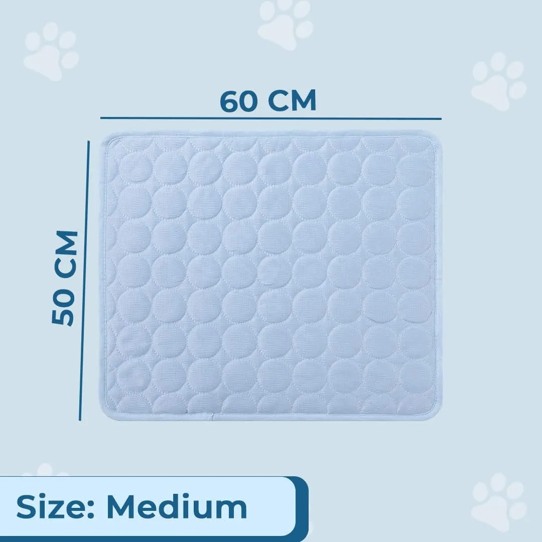 Kuber Industries Rectangular Dog & Cat Bed|Premium Cool Ice Silk Polyester With Bottom Mesh|MultiUtility Self-Cooling Pad For Dog & Cat|Light-weight & Durable Dog Bed|ZQCJ001LB-M|Light Blue(Pack Of 3)