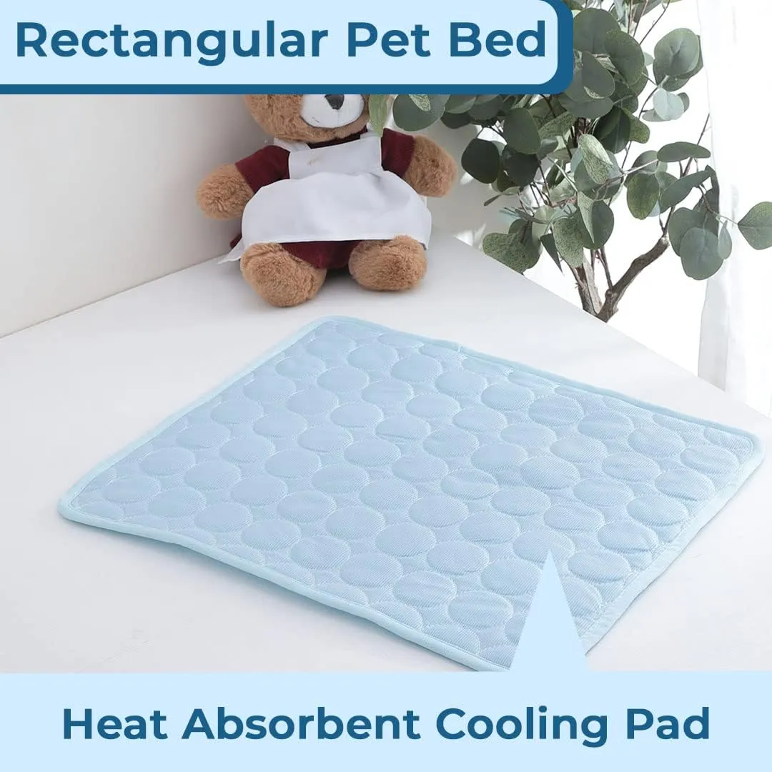 Kuber Industries Rectangular Dog & Cat Bed|Premium Cool Ice Silk Polyester With Bottom Mesh|MultiUtility Self-Cooling Pad For Dog & Cat|Light-weight & Durable Dog Bed|ZQCJ001LB-M|Light Blue(Pack Of 3)