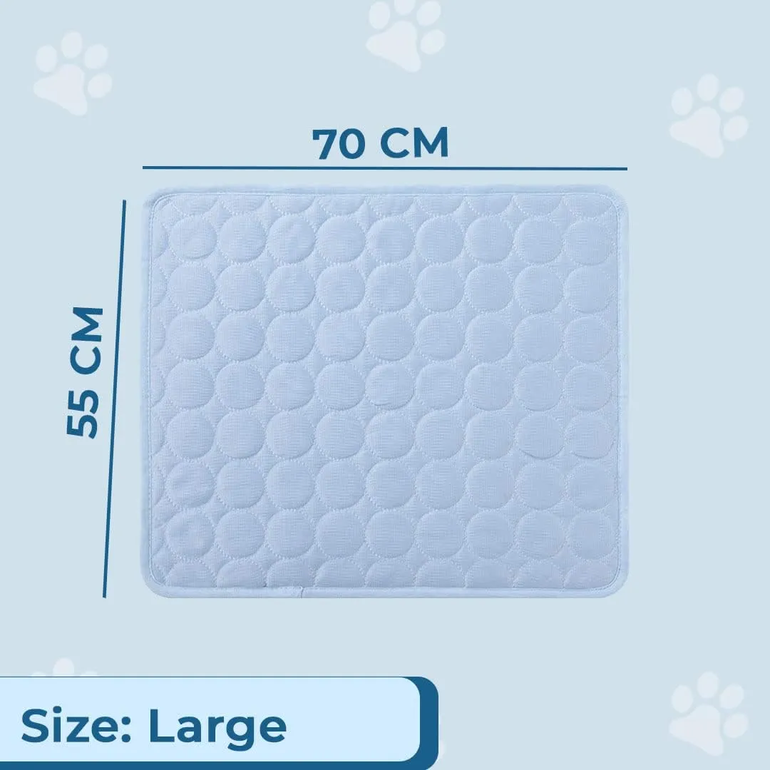 Kuber Industries Rectangular Dog & Cat Bed|Premium Cool Ice Silk Polyester With Bottom Mesh|MultiUtility SelfCooling Pad For Dog & Cat|Light-weight & Durable Dog Bed|ZQCJ001LB-XL|Light Blue(Pack Of 2)