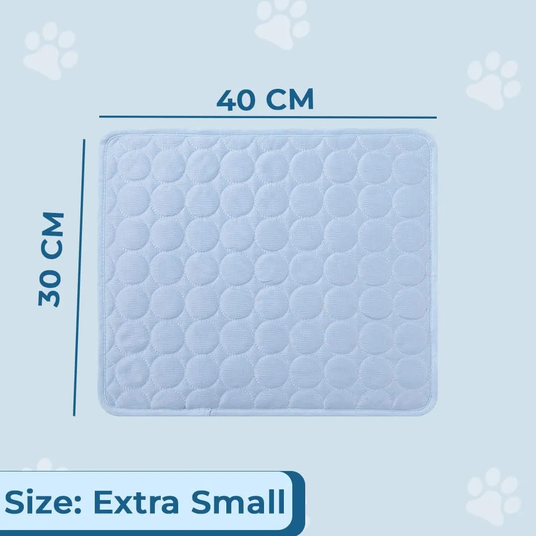 Kuber Industries Rectangular Dog & Cat Bed|Premium Cool Ice Silk Polyester With Bottom Mesh|MultiUtility SelfCooling Pad For Dog & Cat|Light-weight & Durable Dog Bed|ZQCJ001LB-XS|Light Blue(Pack Of 4)