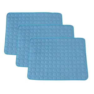 Kuber Industries Rectangular Dog & Cat Bed|Premium Cool Ice Silk with Polyester With Bottom Mesh|Multi-Utility Self-Cooling Pad For Dog & Cat|Light-weight & Durable Dog Bed|ZQCJ001B-L|Blue (Pack Of 3)