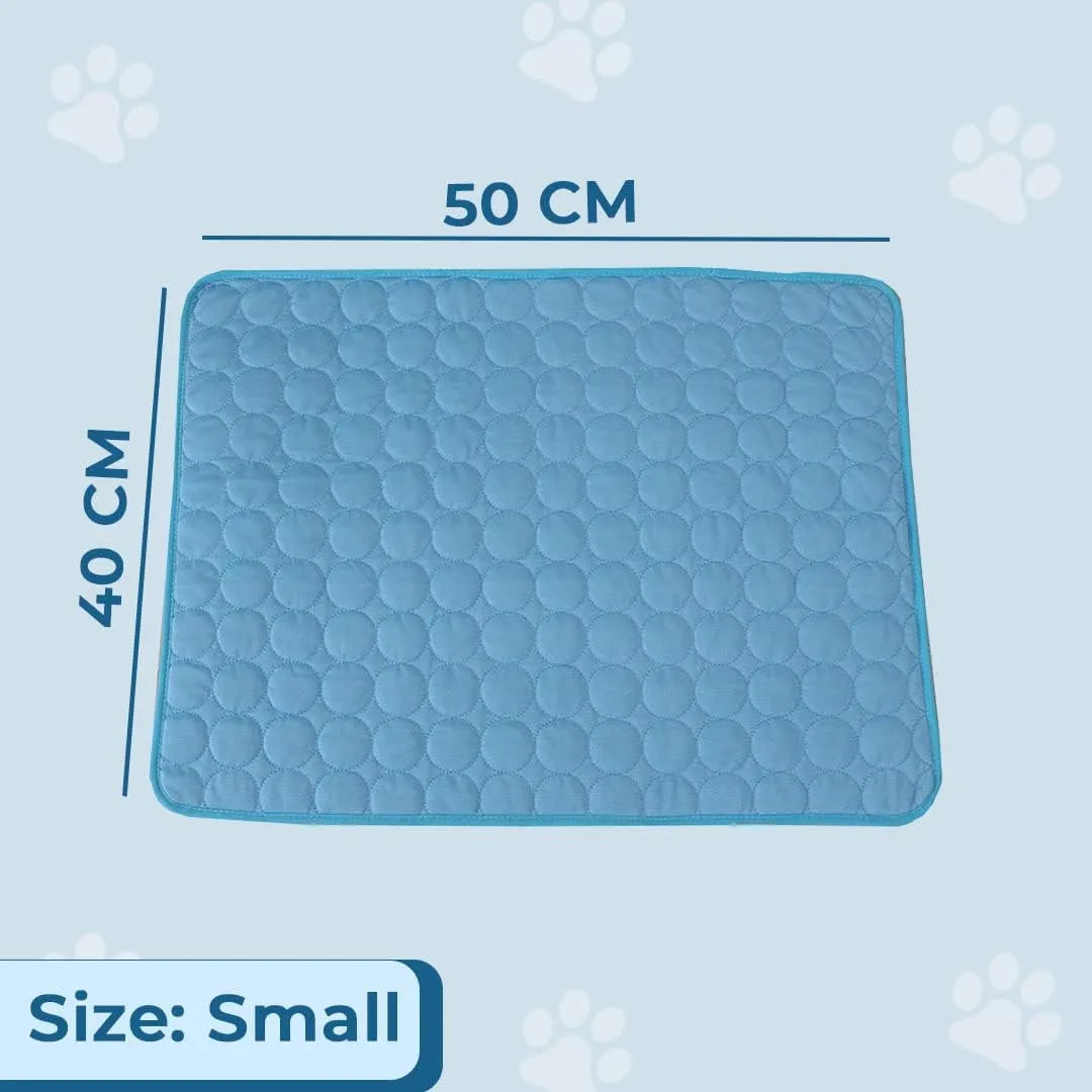 Kuber Industries Rectangular Dog & Cat Bed|Premium Cool Ice Silk with Polyester With Bottom Mesh|Multi-Utility Self-Cooling Pad For Dog & Cat|Light-weight & Durable Dog Bed|ZQCJ001B-S|Blue (Pack Of 5)