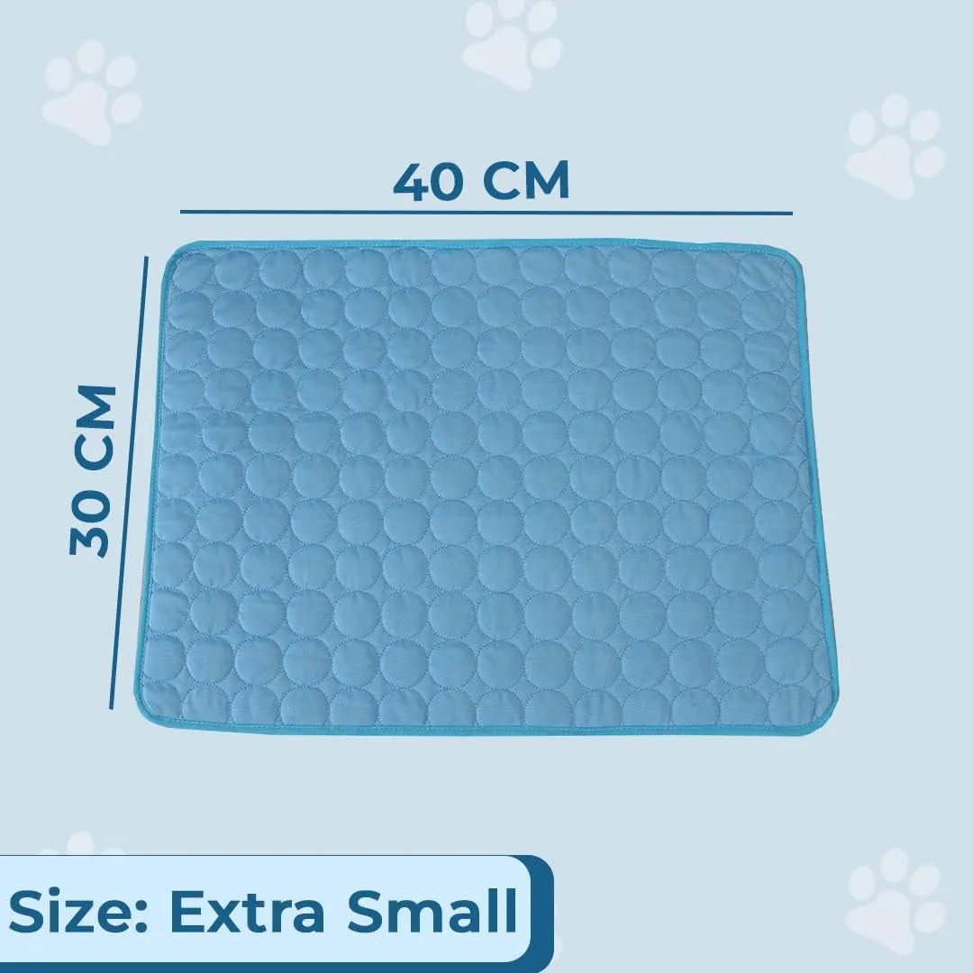 Kuber Industries Rectangular Dog & Cat Bed|Premium Cool Ice Silk with Polyester With Bottom Mesh|Multi-Utility Self-Cooling Pad For Dog & Cat|Light-weight & Durable Dog Bed|ZQCJ001B-XS|Blue(Pack Of 4)