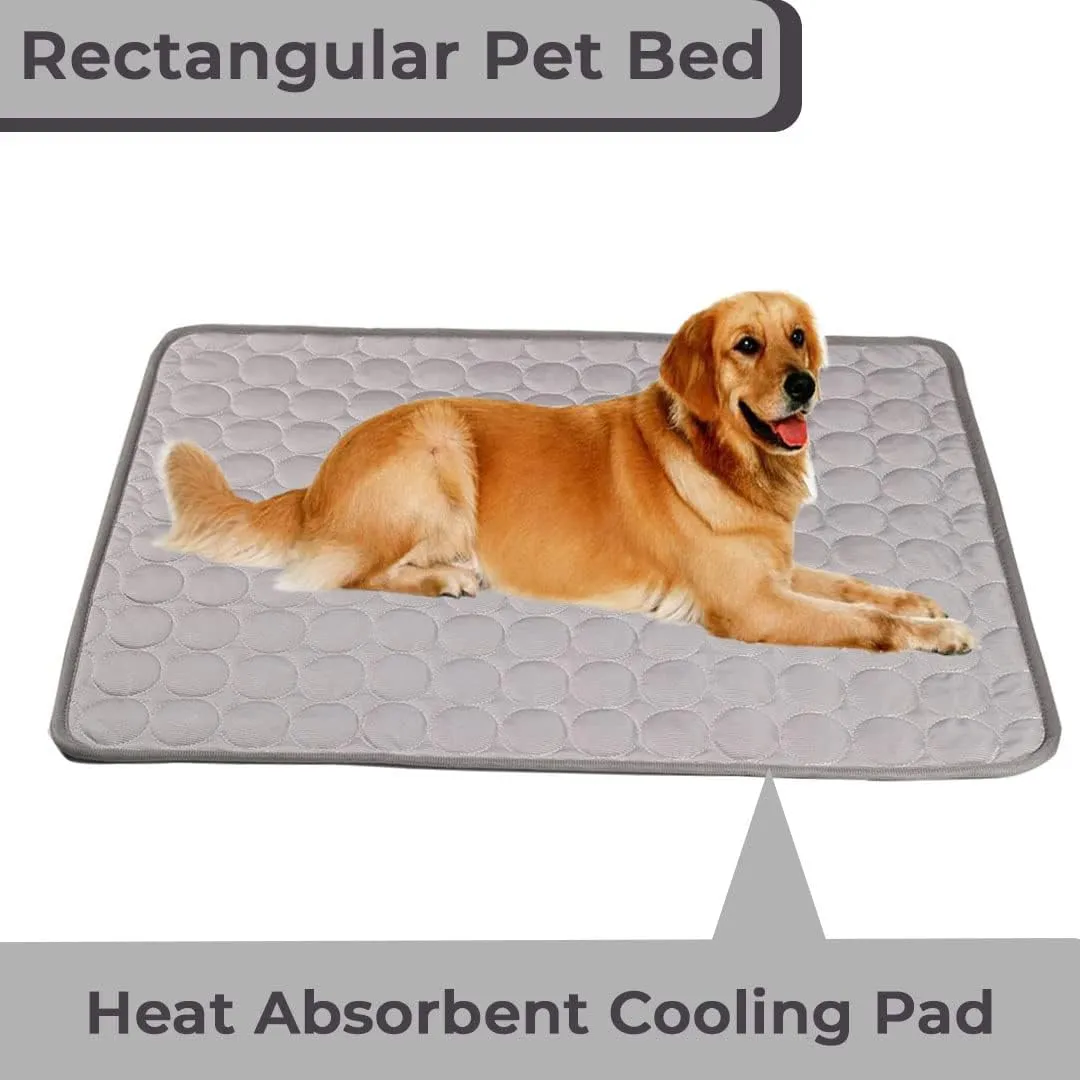 Kuber Industries Rectangular Dog & Cat Bed|Premium Cool Ice Silk with Polyester With Bottom Mesh|Multi-Utility Self-Cooling Pad For Dog & Cat|Light-weight & Durable Dog Bed|ZQCJ001G-L|Grey (Pack Of 2)