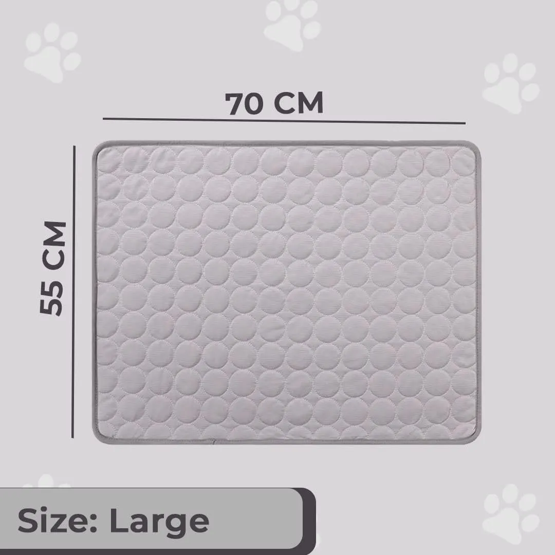 Kuber Industries Rectangular Dog & Cat Bed|Premium Cool Ice Silk with Polyester With Bottom Mesh|Multi-Utility Self-Cooling Pad For Dog & Cat|Light-weight & Durable Dog Bed|ZQCJ001G-L|Grey (Pack Of 5)