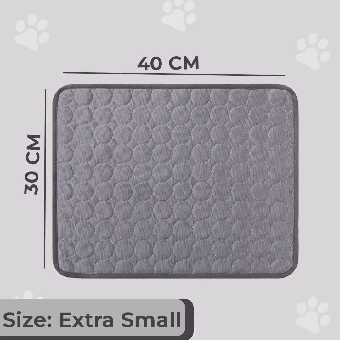 Kuber Industries Rectangular Dog & Cat Bed|Premium Cool Ice Silk with Polyester With Bottom Mesh|Multi-Utility Self-Cooling Pad For Dog & Cat|Light-weight & Durable Dog Bed|ZQCJ001G-XS|Grey(Pack Of 2)