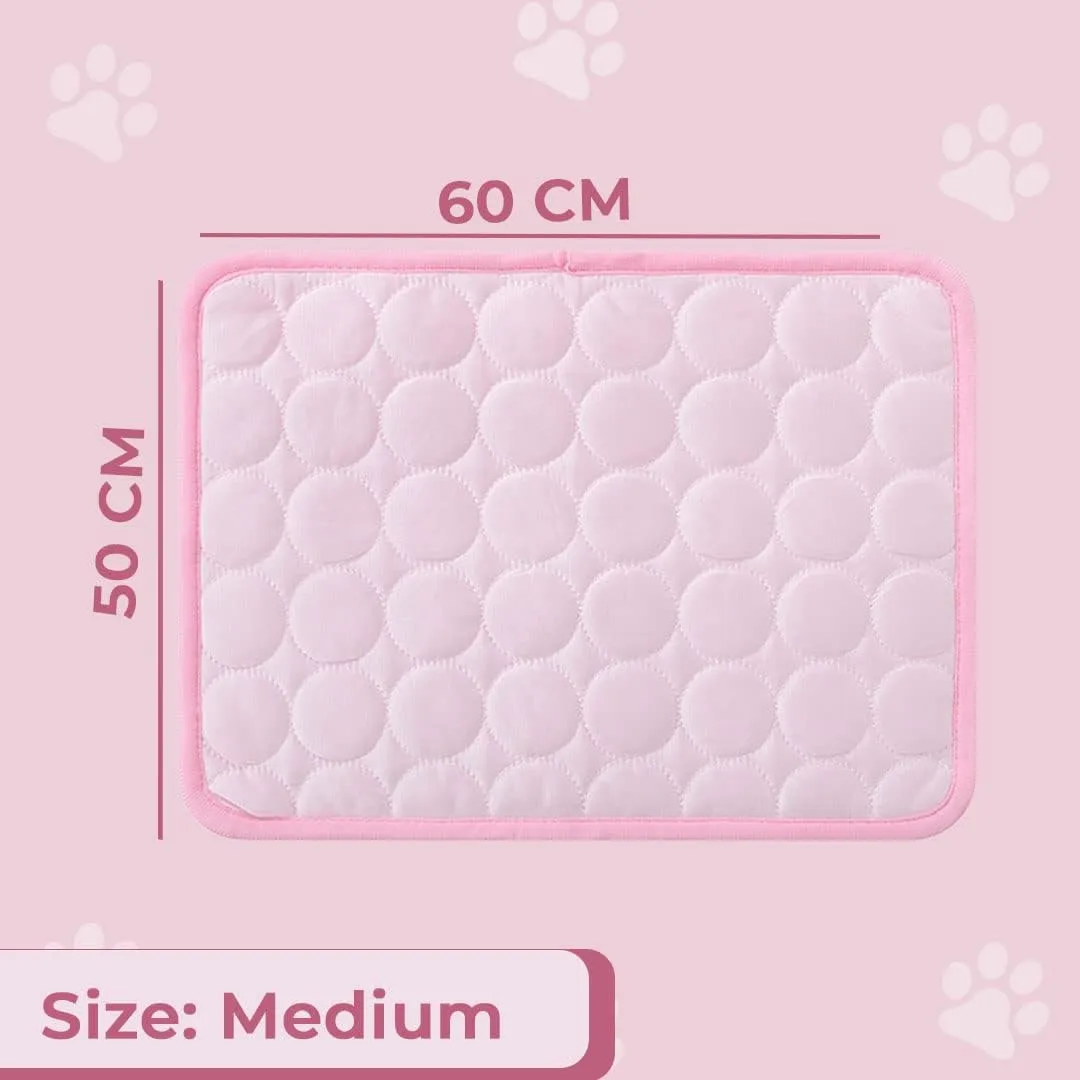 Kuber Industries Rectangular Dog & Cat Bed|Premium Cool Ice Silk with Polyester With Bottom Mesh|Multi-Utility Self-Cooling Pad For Dog & Cat|Light-weight & Durable Dog Bed|ZQCJ001P-M|Pink (Pack Of 2)