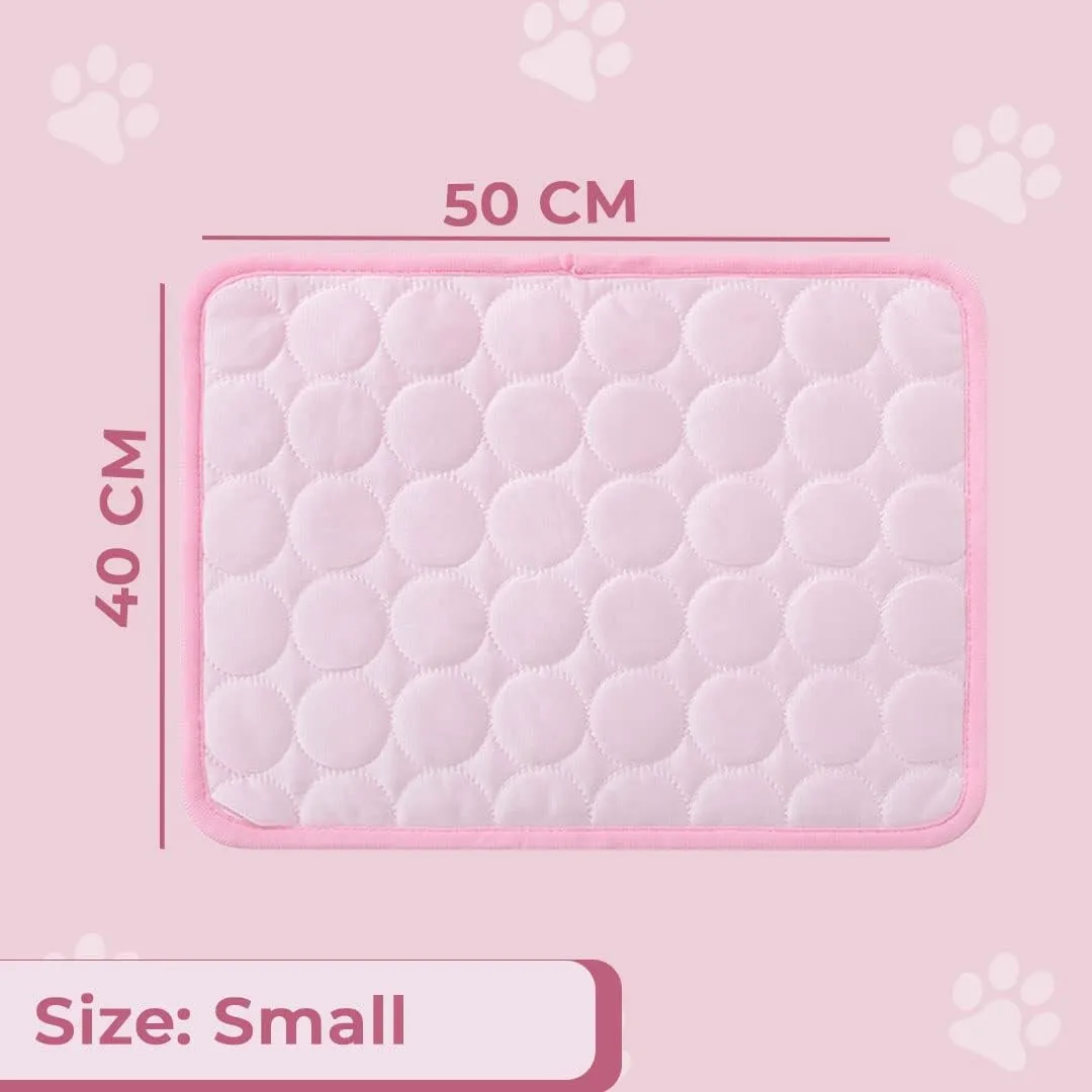 Kuber Industries Rectangular Dog & Cat Bed|Premium Cool Ice Silk with Polyester With Bottom Mesh|Multi-Utility Self-Cooling Pad For Dog & Cat|Light-weight & Durable Dog Bed|ZQCJ001P-S|Pink (Pack Of 4)