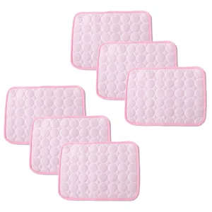 Kuber Industries Rectangular Dog & Cat Bed|Premium Cool Ice Silk with Polyester With Bottom Mesh|Multi-Utility Self-Cooling Pad For Dog & Cat|Light-weight & Durable Dog Bed|ZQCJ001P-S|Pink (Pack Of 6)